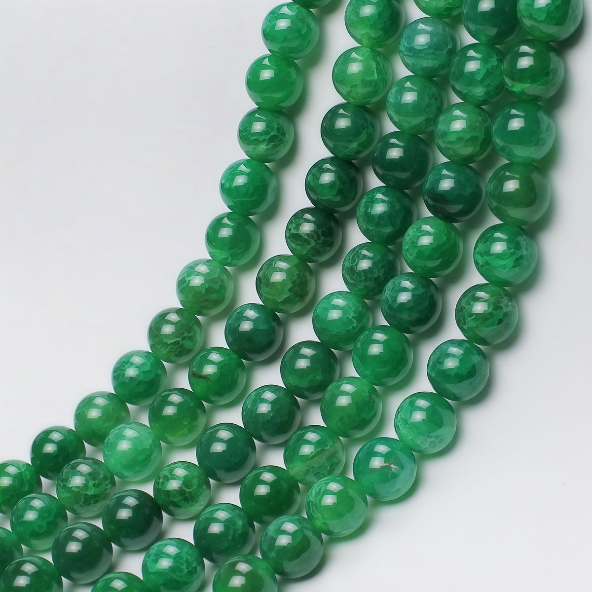 MJDCB Natural Stone Beads 8mm 43pcs Round Green Dragon Vein Agate Loose Gemstone Bead Charms for Jewelry Making Bracelet Necklace Earring Pendant