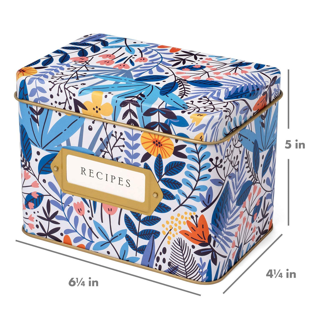 Jot & Mark Decorative Recipe Tin Box for Recipe Cards, Greeting Card Holder | Holds Hundreds of 4” x 6” Cards