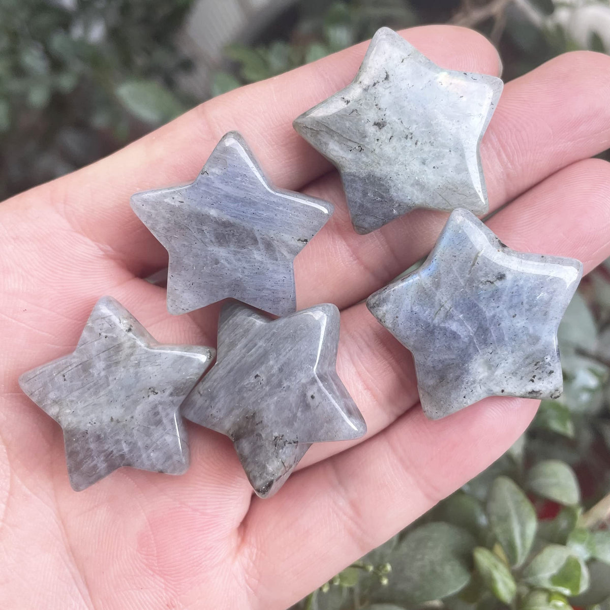 Fekuar Moonstone Crystal Star Chakra Stones for Reiki Healing Yoga Balance Meditation Polished Mini Pocket Palm Stone 1 Inch (30mm)