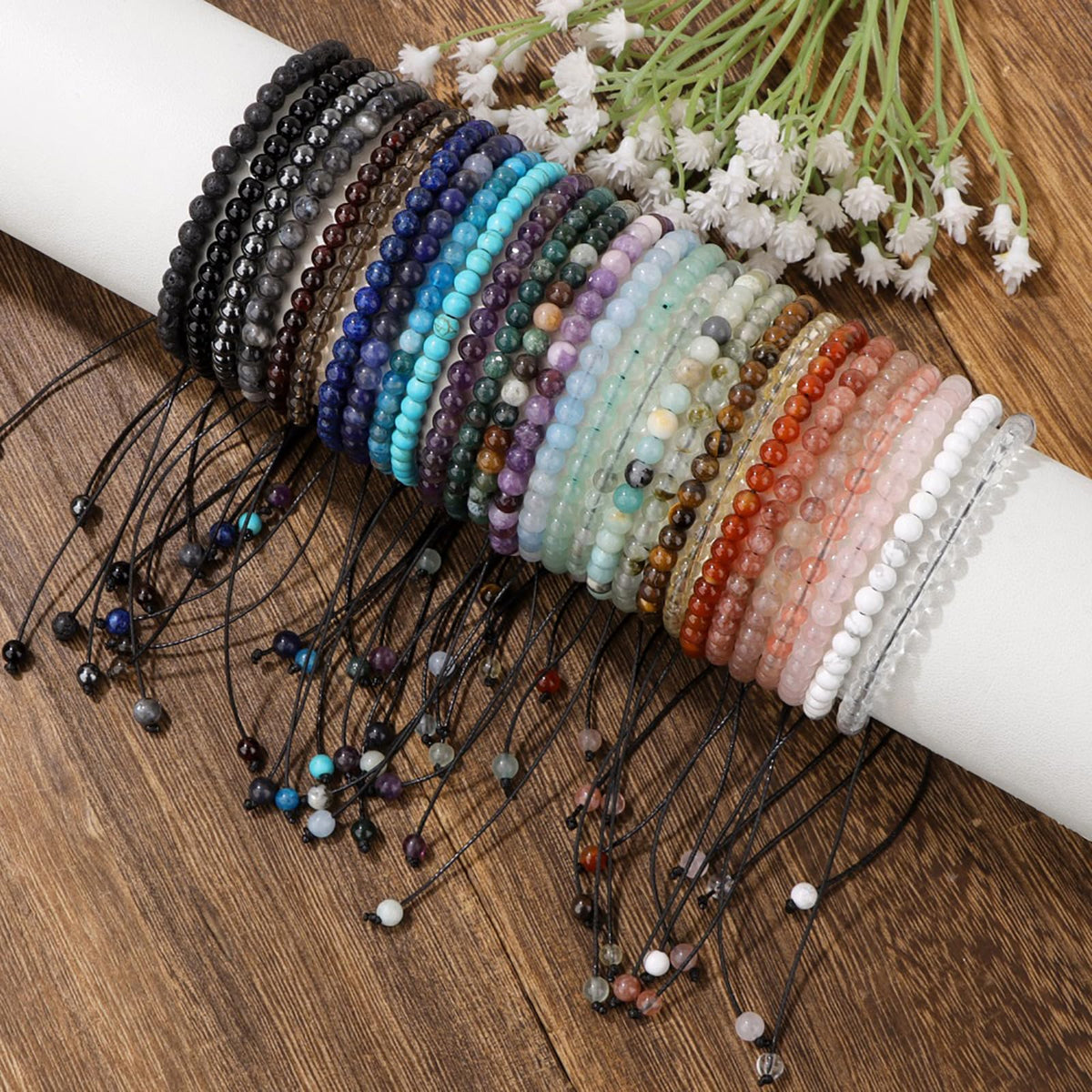 Lit Wall Amethyst Bracelet for Women 4mm Adjustable Amethyst Crystal Bracelet Purple Beaded Bracelet Healing Bracelets Spiritual Natural Stone Bracelets Crystal Jewelry for Women