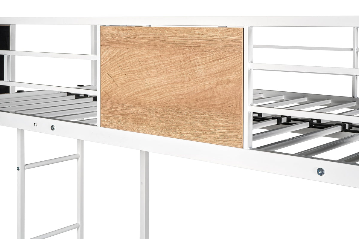 Metal Twin Over Full Bunk Bed with Trundle,Heavy Duty Bunk Beds Twin Over Full, Space-Saving Bunk Bed for Kids/Teens/Adults,White