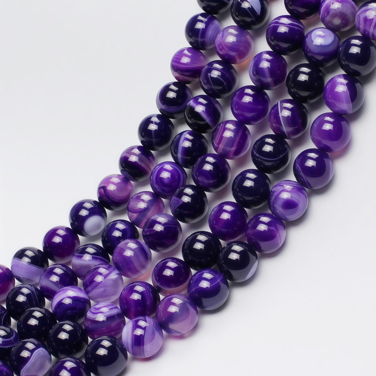 MJDCB Natural Stone Beads Purple Striped Agate Round Loose Beads for Jewelry Making DIY Bracelet Necklace (10mm)