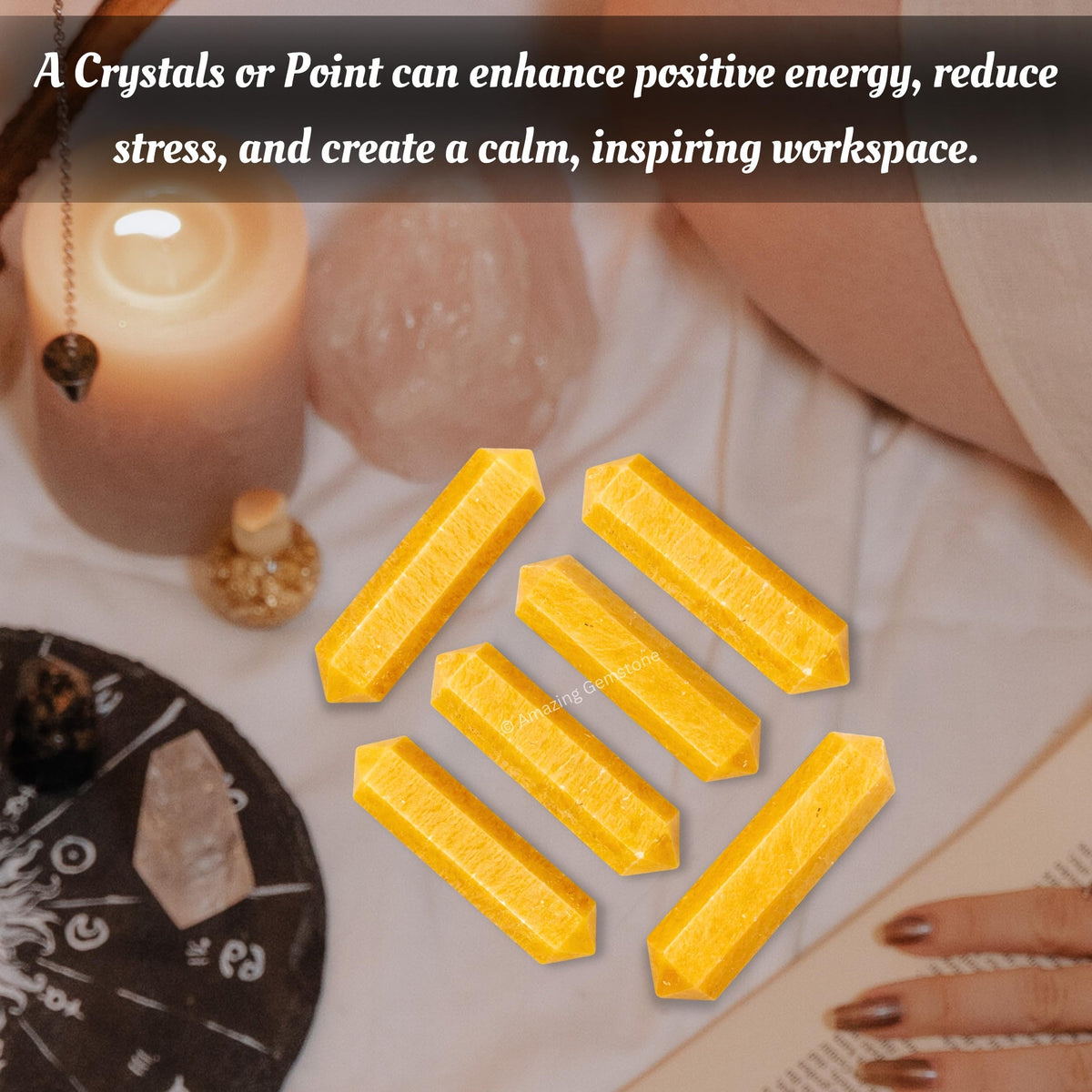Yellow Jasper Crystal Points Bulk Healing Crystals and Stones - Pack of 3 Double Terminated Healing Wand Point Bulk Crystals for Crafts, Crystal Grid - Premium Crystals for Beginners Gifts
