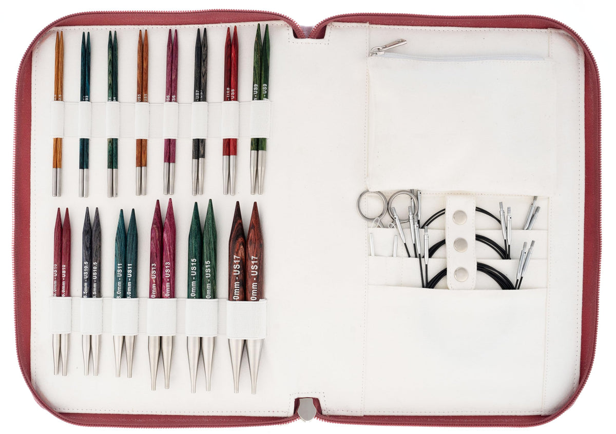 KnitPro Dreamz Grande Set 5 inch Circular Knitting Needles Size 2.5, 3, 4, 5, 6, 7, 8, 9, 10, 10.5, 11, 13, 15, 17 Interchangeable, 6 Cables, 4 Connectors, Fabric Case & More with Project Bag