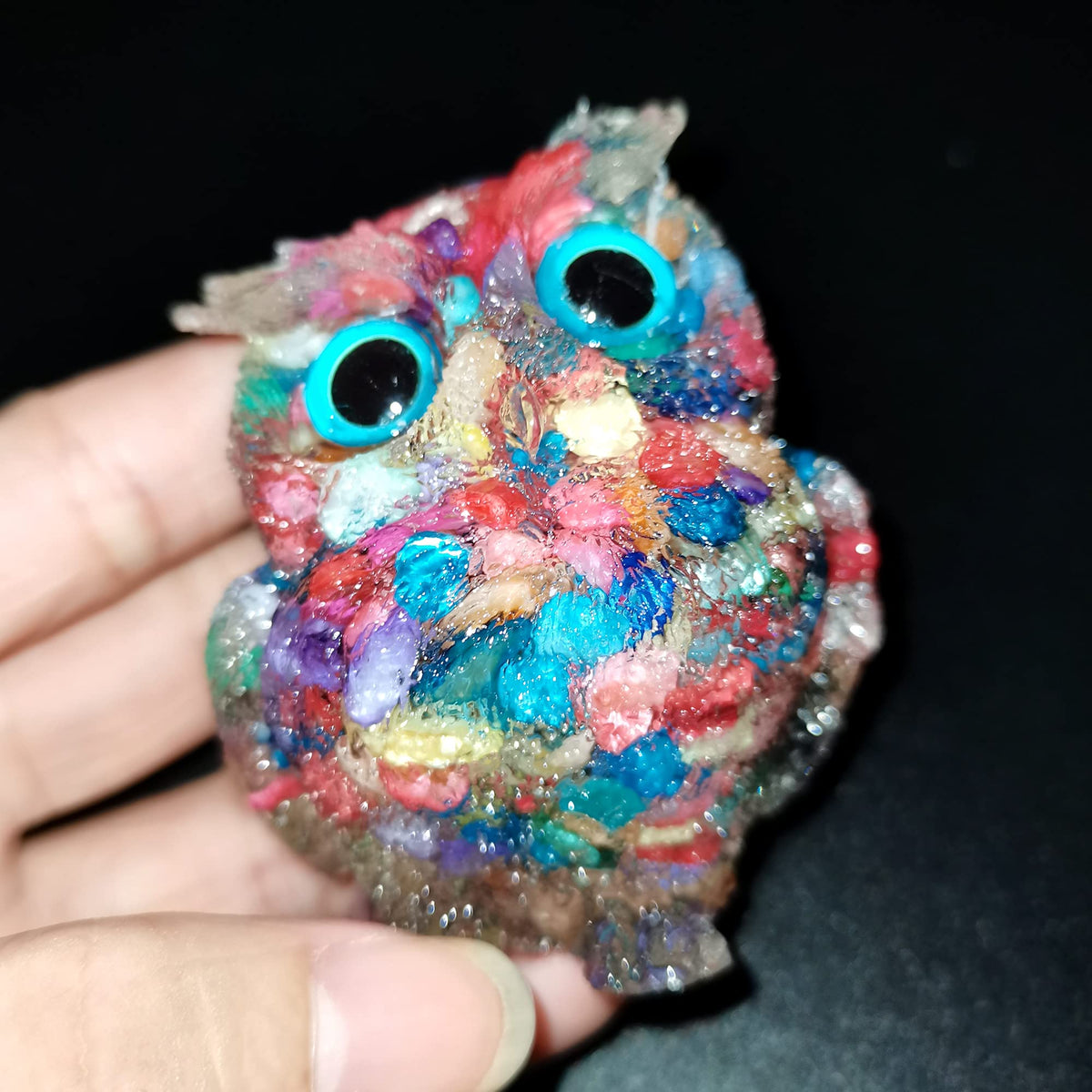Reyife Hand-Carved Natural Crystal Owl Statue Reiki Healing Gemstone Animal Figurines Home Office Car Decoration The Best Gifts 2.4 inches
