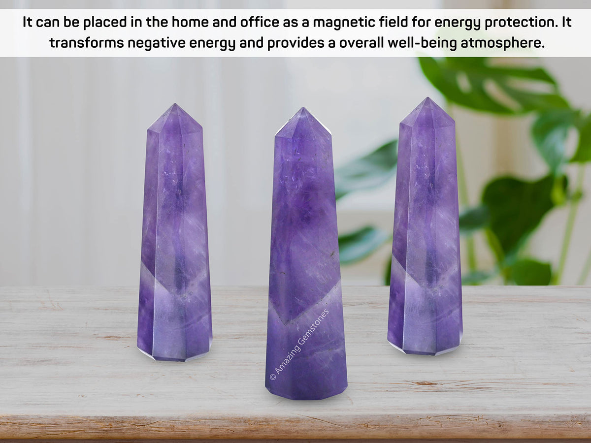 Amazing Gemstone Amethyst Crystal Towers ~ Natural Healing Crystal Point Obelisk for Reiki Healing and Crystal Grid (2" to 3" Inch)
