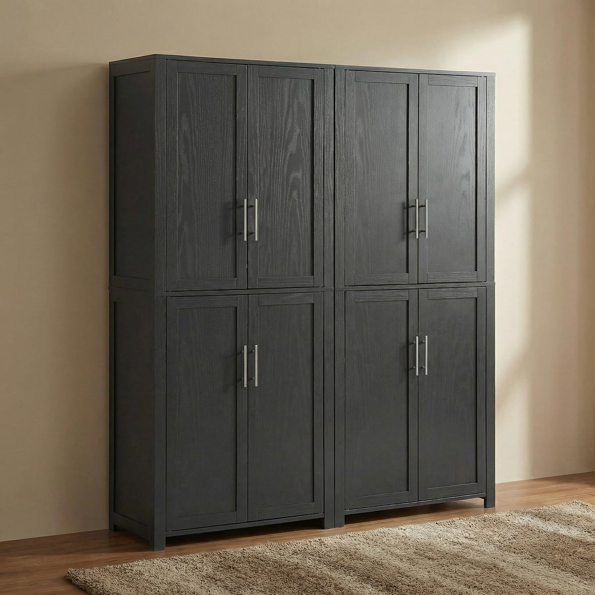 Casaphoria Kitchen Pantry Cabinet, 67" Tall Freestanding Storage Cabinet with 4 Adjustable Shelves, 28" W x 15" D for Kitchen Pantry Organization (Black, Single)
