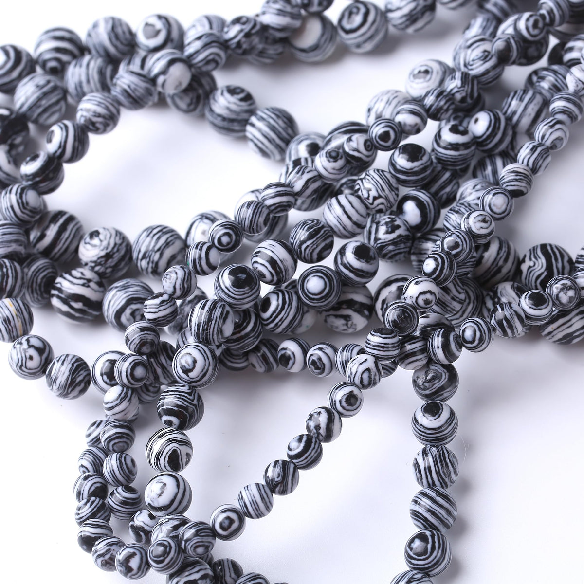 8MM Black and White Peacock Turquoise Round Loose Beads Natural Gem Beads Crystal Energy Stone Beads for Jewelry Making DIY Bracelet Necklaces