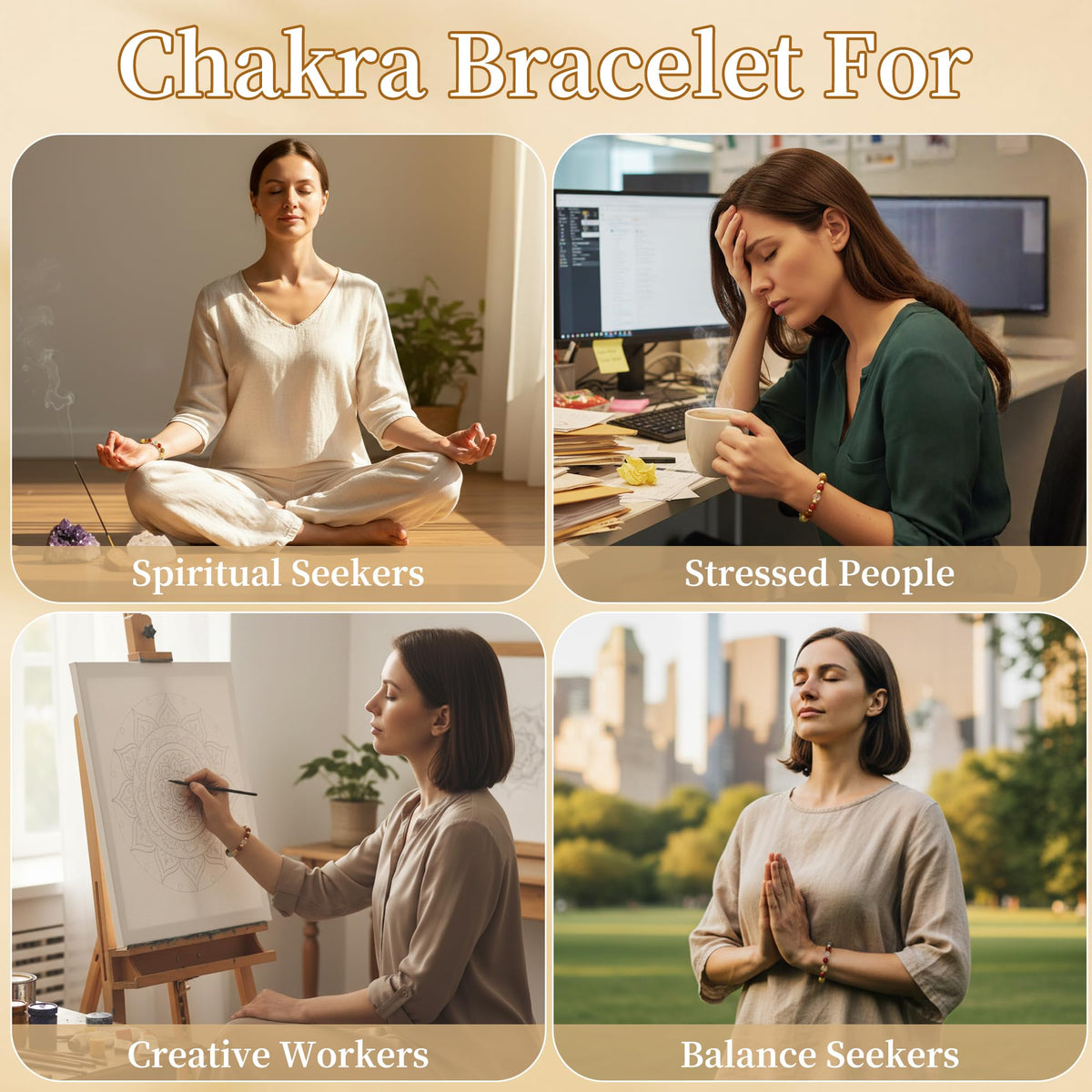 SmileBelle Chakra Protection Bracelets for Women, Crystals and Healing Stones as Healing Crystal Bracelet Beaded Bracelets as Stress Relief Gifts Inspirational Bracelet as Inspirational Gifts