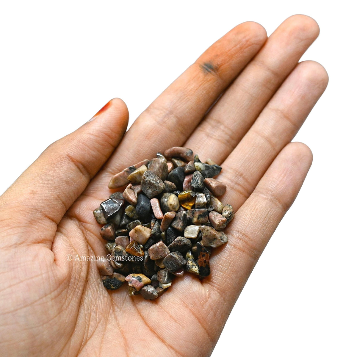 Amazing Gemstone Rhodonite Crystal Chips Aquarium Gravel Rocks - 1000+ Carat Bloodstone Chips Bulk Fish Tank Gravel, Small Tumbled Stone Chips and Tiny Crystals for Decoration (AAA Grade Gemstones)