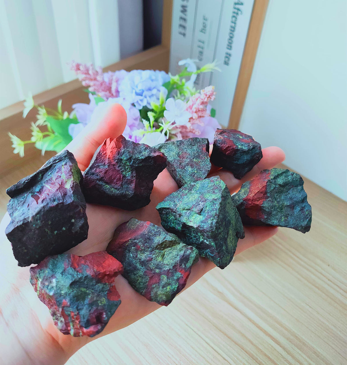 1 lb Rough Crystals Bulk Raw Dragon Blood Healing Stones for Tumbling, Wire Wrapping, Wicca Reiki,Meditation