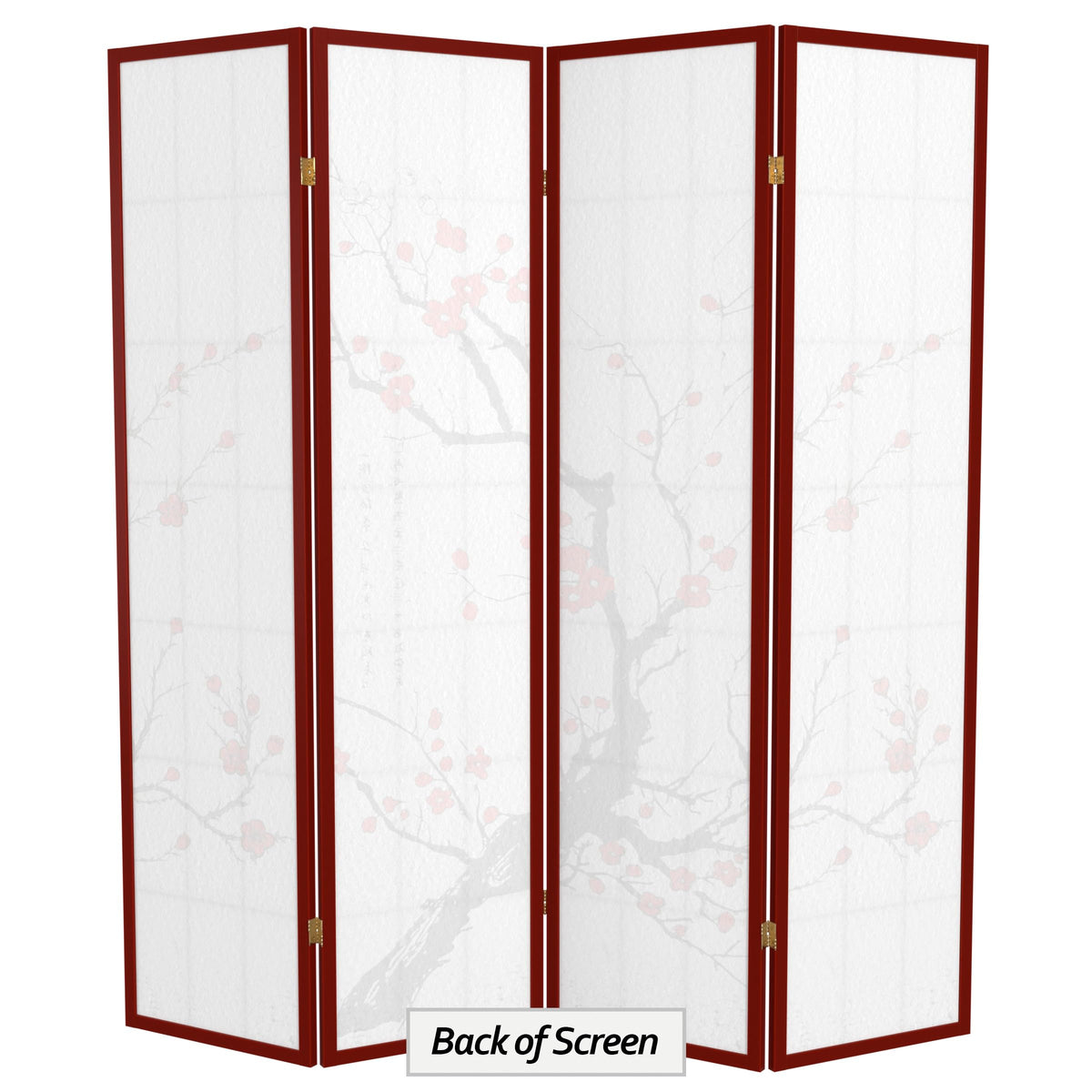 Red Lantern 6 ft. Tall Flower Blossom Divider - Rosewood - 4 Panels