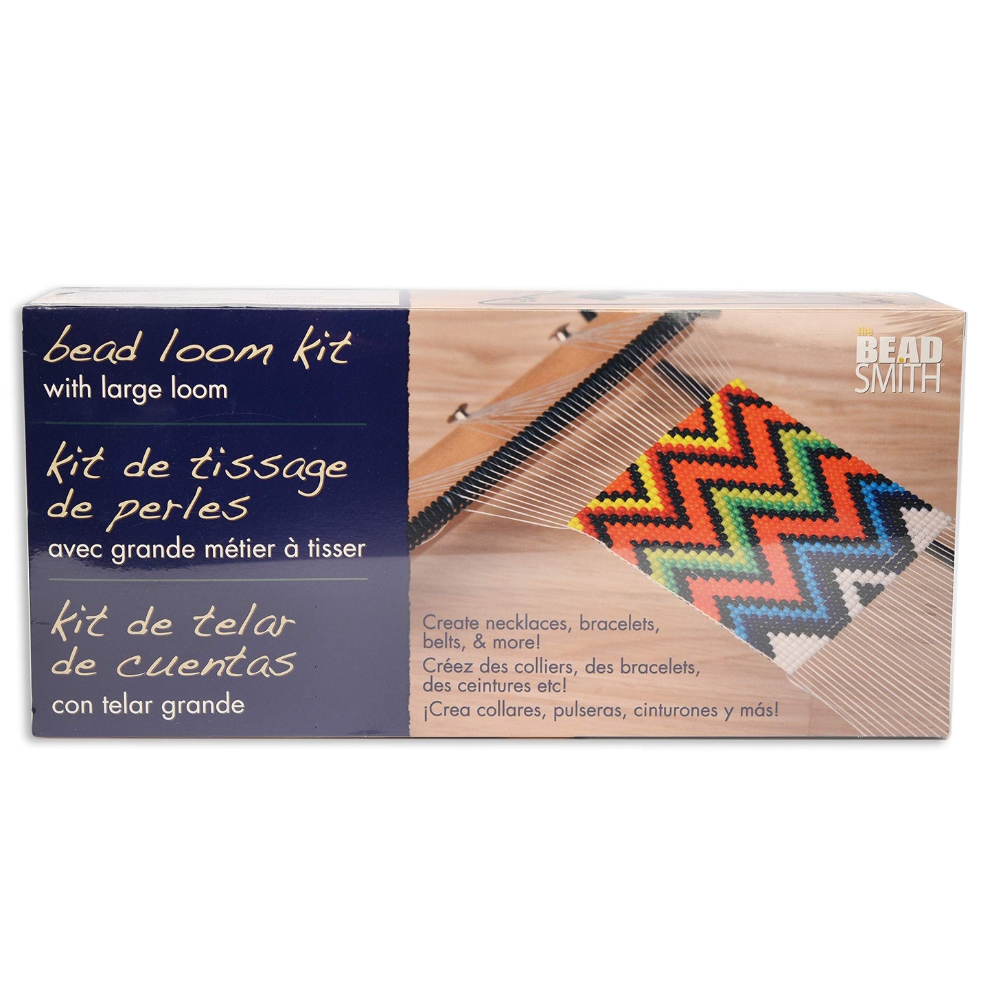 The Beadsmith Extra Wide Metal Bead Loom Kit, Includes Extra Wide Loom (14.5" x 6" x 8.5"), Thread, Needles, and 36 Grams Glass Beads for Bracelets, Necklaces, Belts, and More