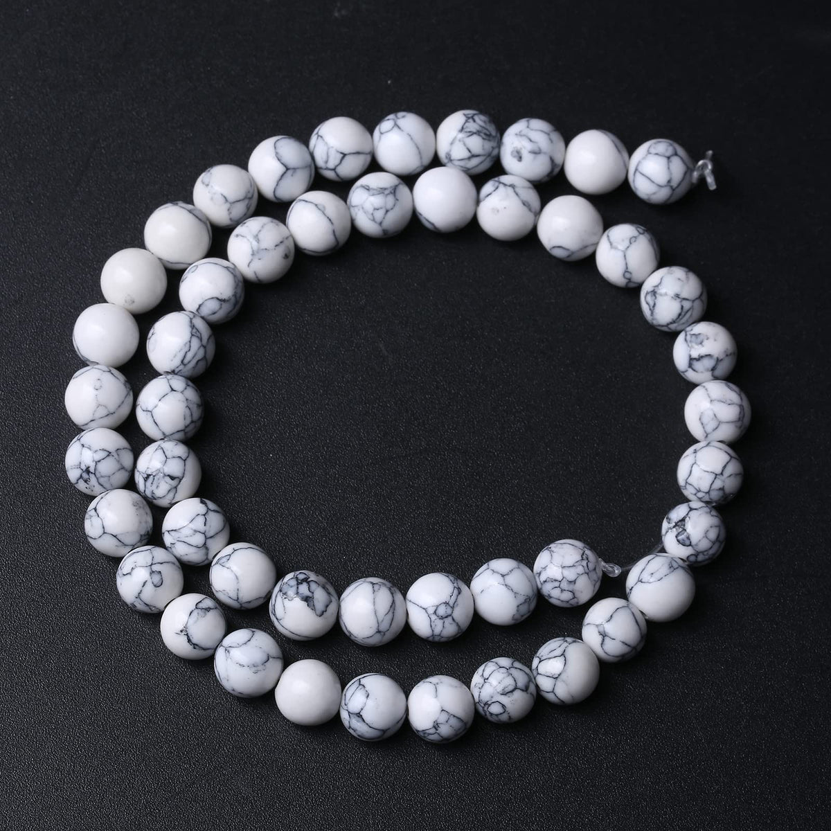 38pcs 10mm Natural Stone Beads White Turquoise Gemstone Round Loose Beads for Jewelry Making Crystal Energy Stone Healing Power DIY Bracelets (10mm, White Turquoise)