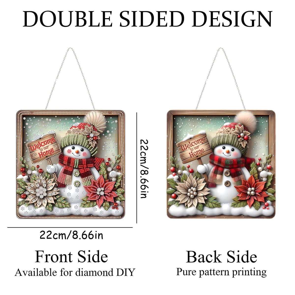 Diamond Art Hanging Kit for Adult,Special Shaped Rhinestone,DIY Acrylic Diamond Art Painting Window Pendants Home Garden Wall Hanging Kits Hanging Ornament,Double Sided. (Christmas Snowman-1)