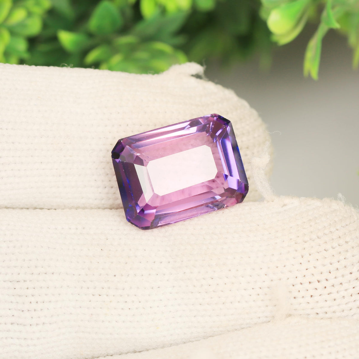 REAL-GEMS AAA+ 14.9 Carat Pink Kunzite Emerald Faceted Cut Loose Gemstone for Jewelry Making
