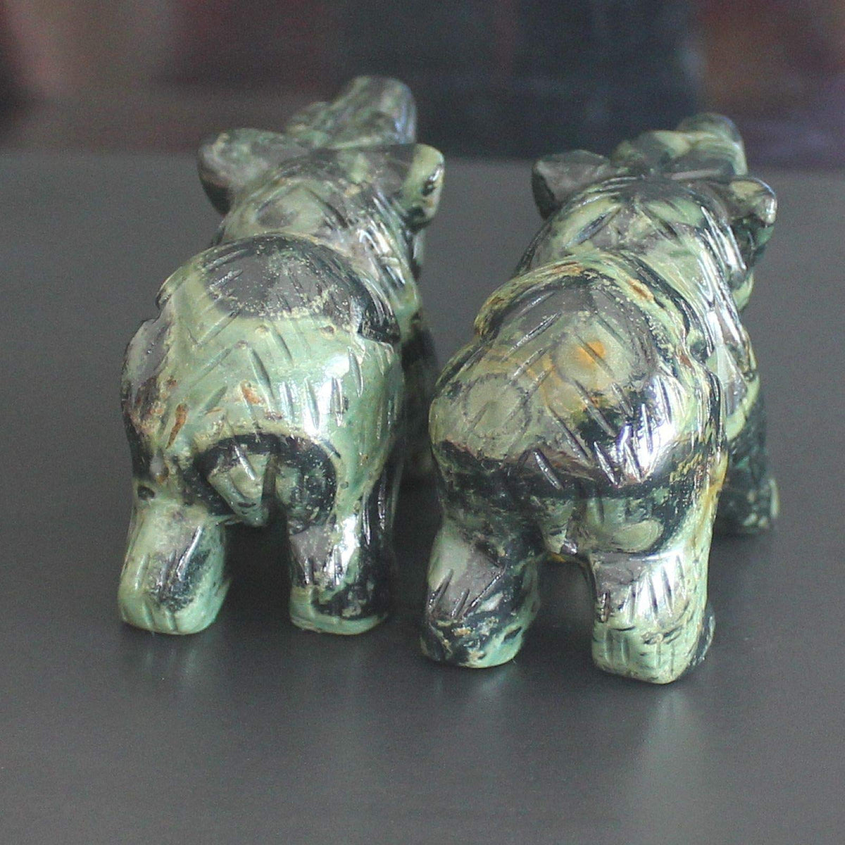 2'' Hand Carved Mixed gemstome Crystal Bear Figurine Animal Carving (kambaba Jasper)