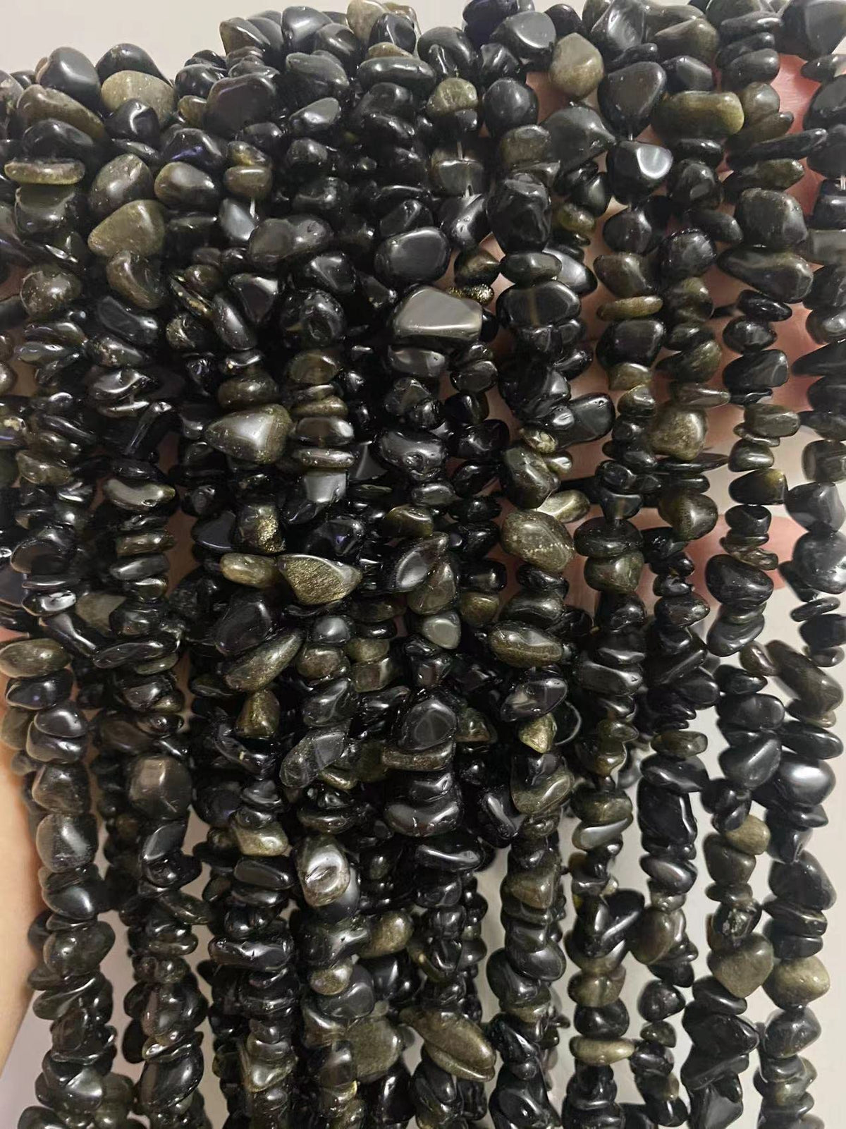 jodaying 7-8mm Natural Gold Obsidian Gemstone Chips Healing Gravel Bracelets Necklace Kit Irregular Tumble Stone Beads DIY Crafts Design Jewelry Making 32"