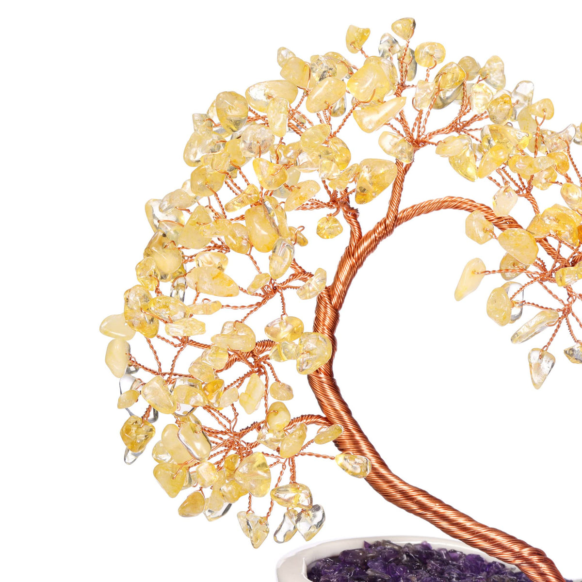 GEHECRST Citrine Crystal Heart Tree Handmade Healing Crystal Gemstone Money Trees Stone Bonsai Tree Energy Feng Shui Ornament for Home Office Desk Decor Crystals Gift for Mom Mothers Day Women