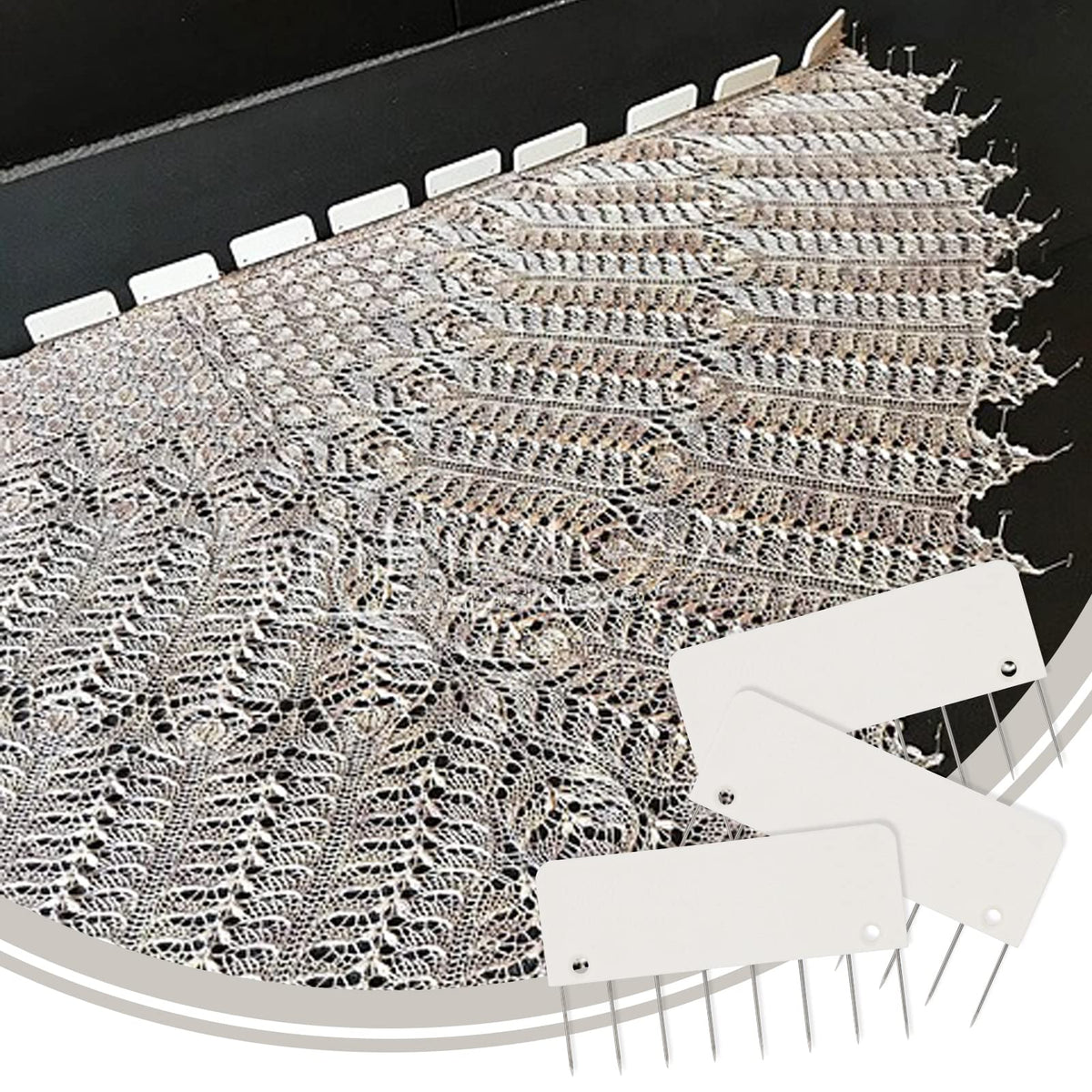 LAMXD 8 Pins Knit Blocking Pins Kit,Knit Blocking Combs – 32 Combs for Blocking Knitting, Crochet, Lace or Needlework Projects – for use with Blocking Mats for Knitting Mat…