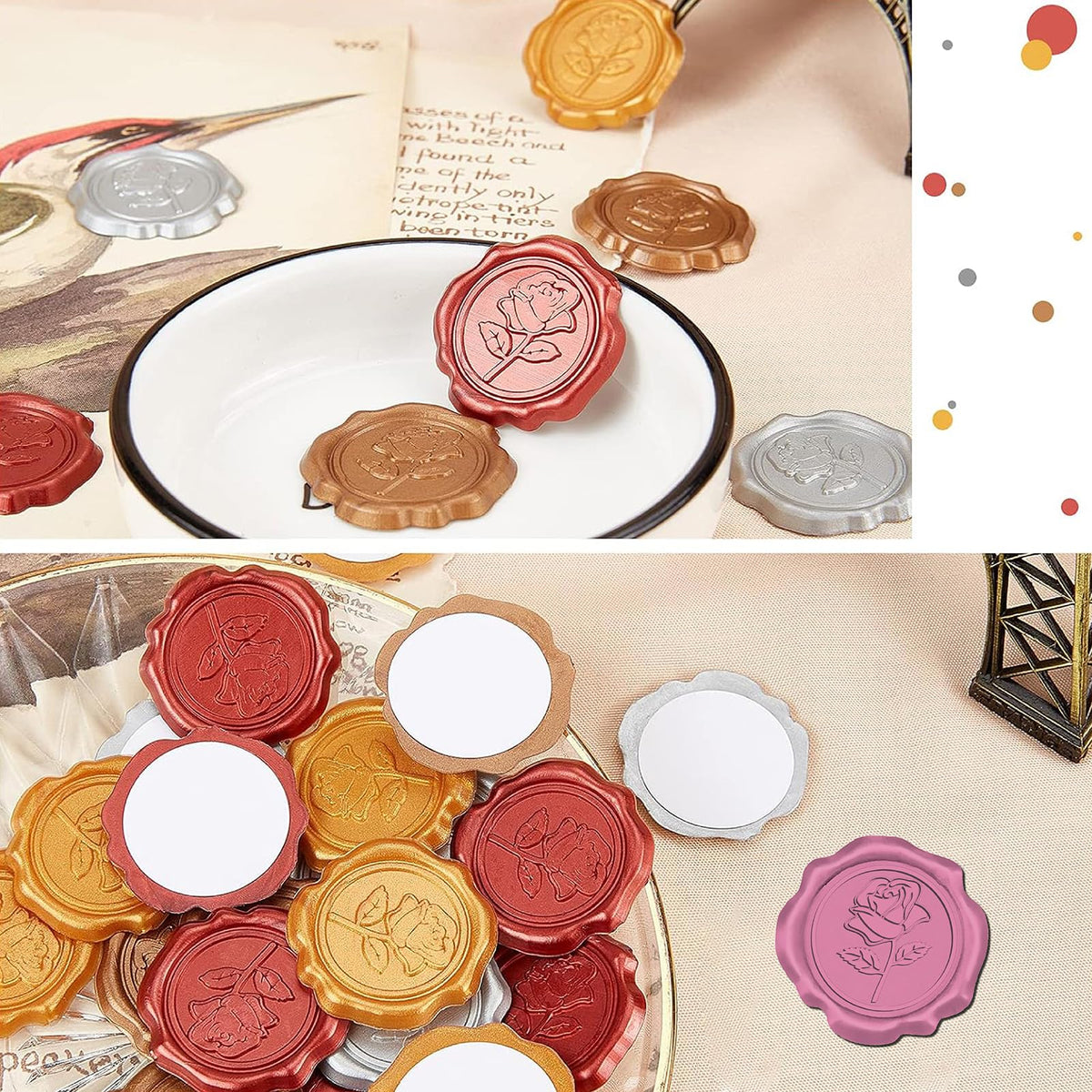 CRASPIRE 50pcs Tree of Life Wax Seal Stickers Silver Decoration Stickers Adhesive Envelope Sealing Stickers for Wedding Invitation Envelope Decor Birthday Party Craft Scrapbook DIY