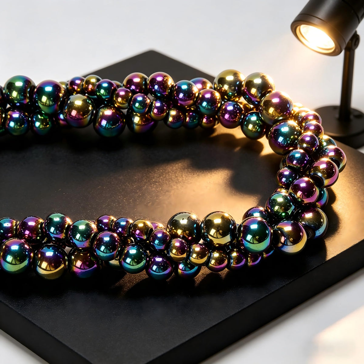 Land Long 120pcs(2 Strand/Set) 6mm Rainbow Hematite Beads Healing Smooth Round Mulitcolor Gemstone Beads for Jewlery Bracelets Earrings Making DIY