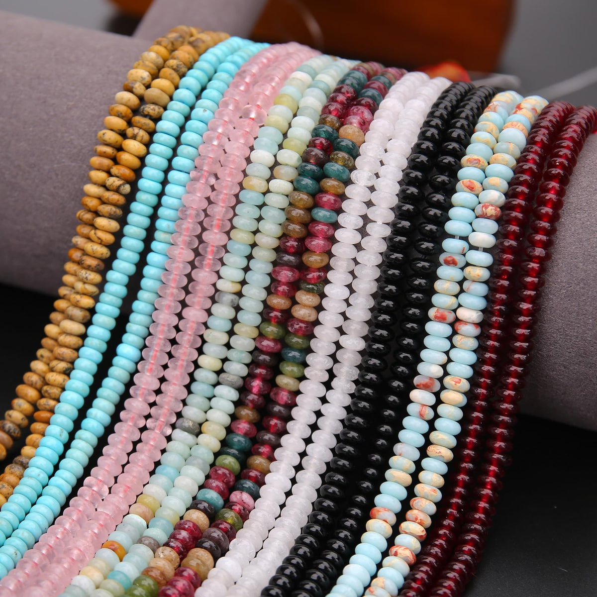 BONNY BOXX 1 Strand (150PCs) Natural 2 * 4mm Pink Quartz Rondelle Beads, Natural Abacus Disk Stone Beads Loose Spacer Gemstone for DIY Bracelet Necklace Jewelry Making