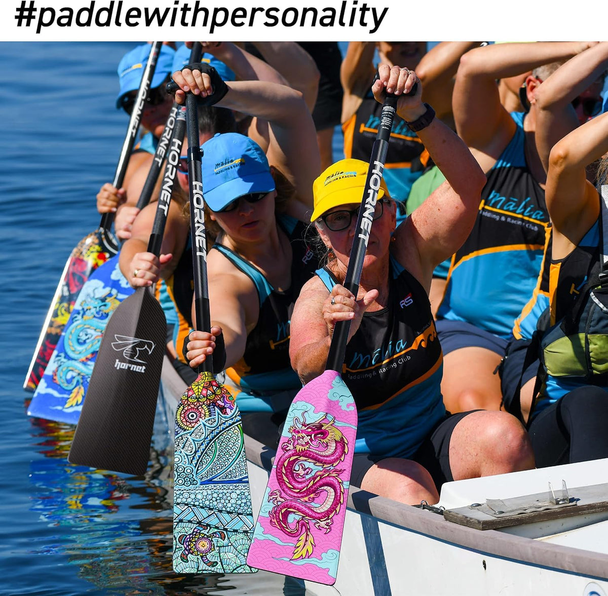 Hornet Watersports Dragon Boat Paddle - Kaizen II Design - Adjustable Carbon Fiber Dragon Boat Paddle - IDBF Approved (Clamp Adjustable)
