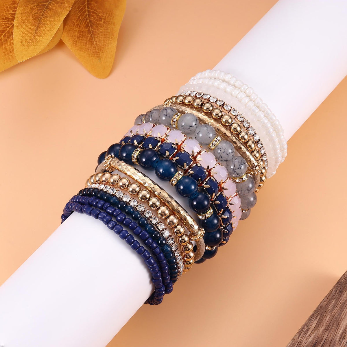 MILACOLATO 4 Sets Boho Bracelets for Women Multi-Color Layered Stackable Natural Beaded Bracelets Adjustable Stretch Bohemian Bracelets A