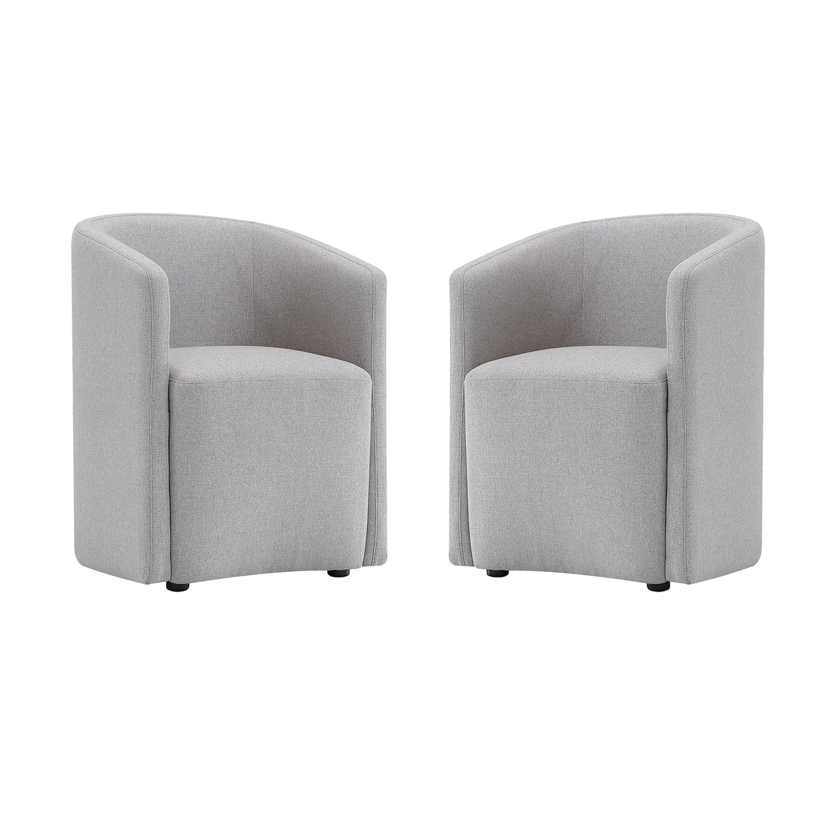 Manhattan Comfort Hearth Modern Barrel Dining Armchair, Accent Upholstered Dining Chair with Woven Fabric, Stylish Curved Back, High-Density Foam, Fully Assembled, Light Gray