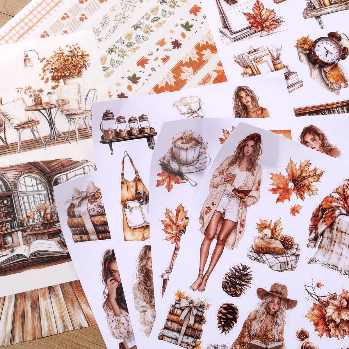 Auguro A5 Size Journaling Stickers -200 Pre-Cut Washi Stickers for Junk Journal & Scrapbooking Transparent Reading Girls Journal Sticker