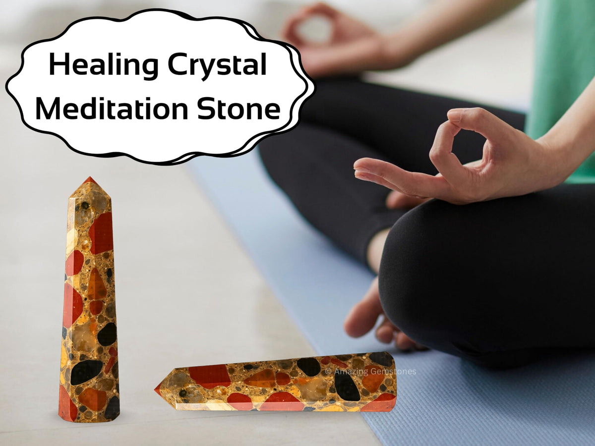Amazing Gemstone Spotted Jasper Crystal Towers - Natural Healing Crystal Point Obelisk for Reiki Healing and Crystal Grid (3" to 4" INCH)