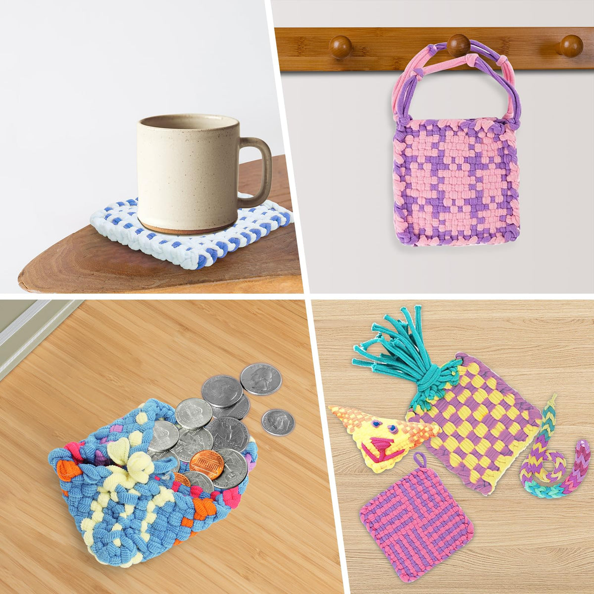 1200 PCS Weaving Loom Loops Potholder 7 inch Durable Nylon DIY Crafts Projects for Kids Adults Rainbow Themed Potholder Weaving Loops Kit Elastic Ideal Gifts for Girls Ages DIY Crafts Supplies