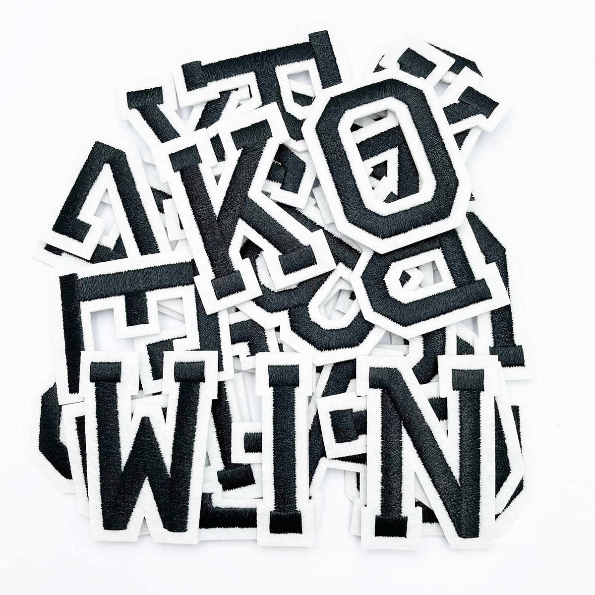 Jongdari Iron on Letters, 110 Pcs Alphabet Patches, Decorate Repair Letter Patches for Clothing Shirts Jackets Hats Jeans Shoes Bags (Black)