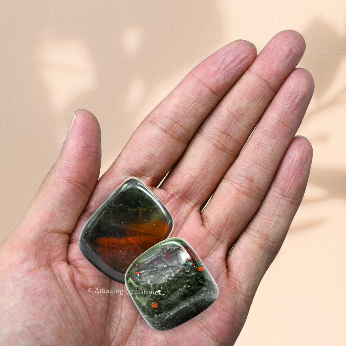 Amazing Gemstone African Bloodstone Crystals and Healing Stones Tumbled - 1 oz African Bloodstone Stone, Healing Stones for Energy Balance, Premium Polished Gems Rocks for Meditation and Wellness