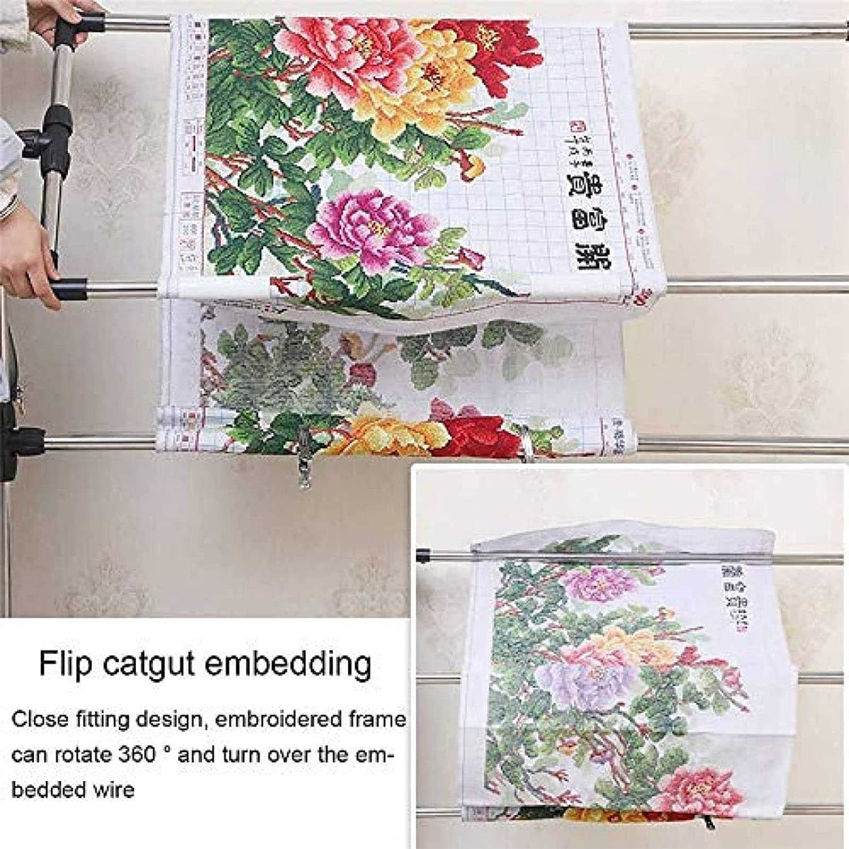 ELUKHT Adjustable Needlework Floor Frame for Cross Stitch and Embroidery, Standing Craft Stand and Lap Table for Sewing and Art, Convenient Holder for Creative Projects.