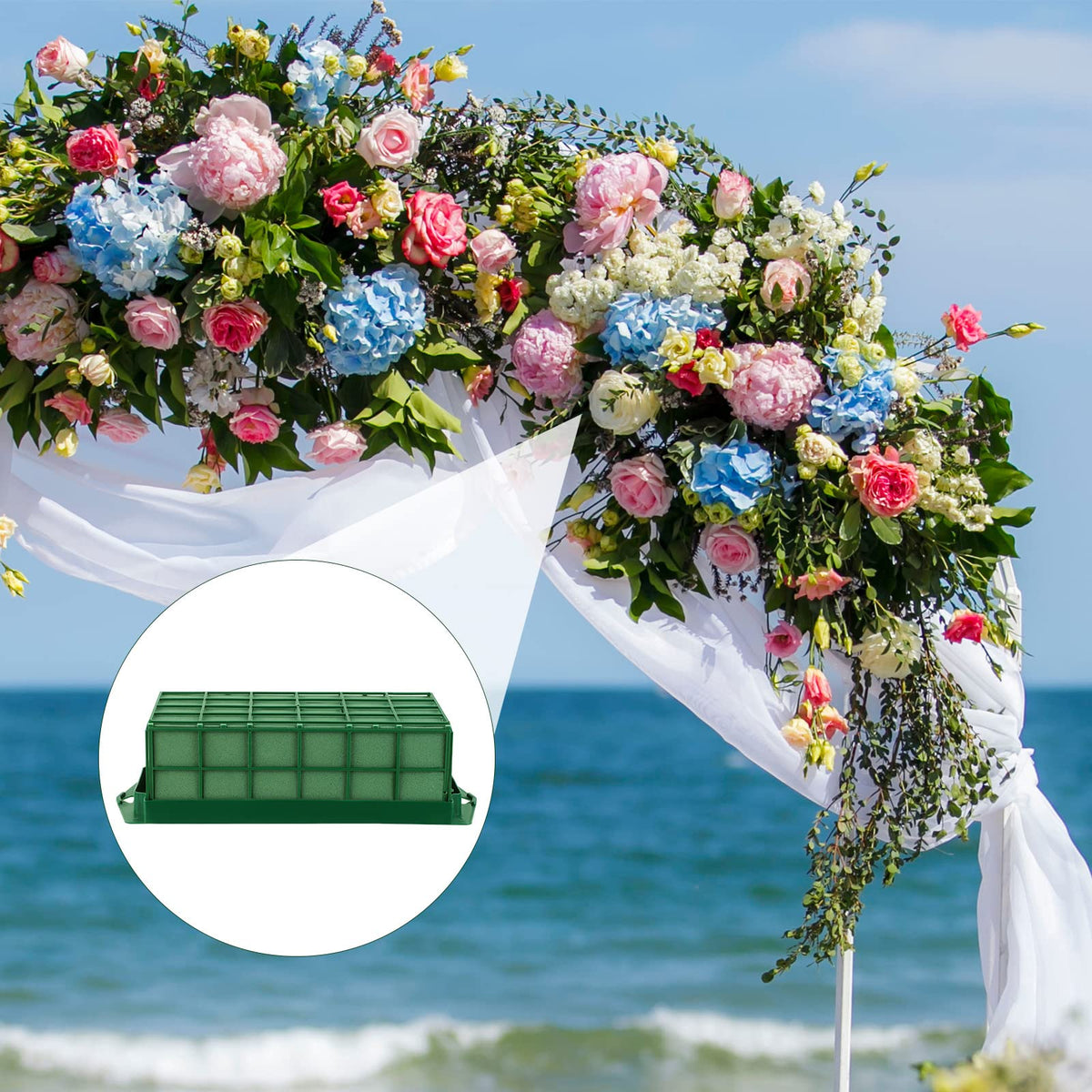 Hahood 24 Packs Floral Foam Cage Rectangle Flower Cage Holders with Floral Foam Flower Arrangement Supplies for Fresh Flowers, Home Wedding Decorations, 11.8 x 4.3 x 3.1 Inches