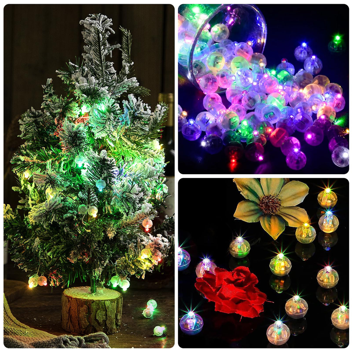 FWYWNL 100pcs Balloon Lights,Round LED Ball Lamp for Latex Balloon Paper Lantern Party Wedding Festival Christmas Halloween Decorative,Long Standby Time Waterpro of Mini Light (Chroma)