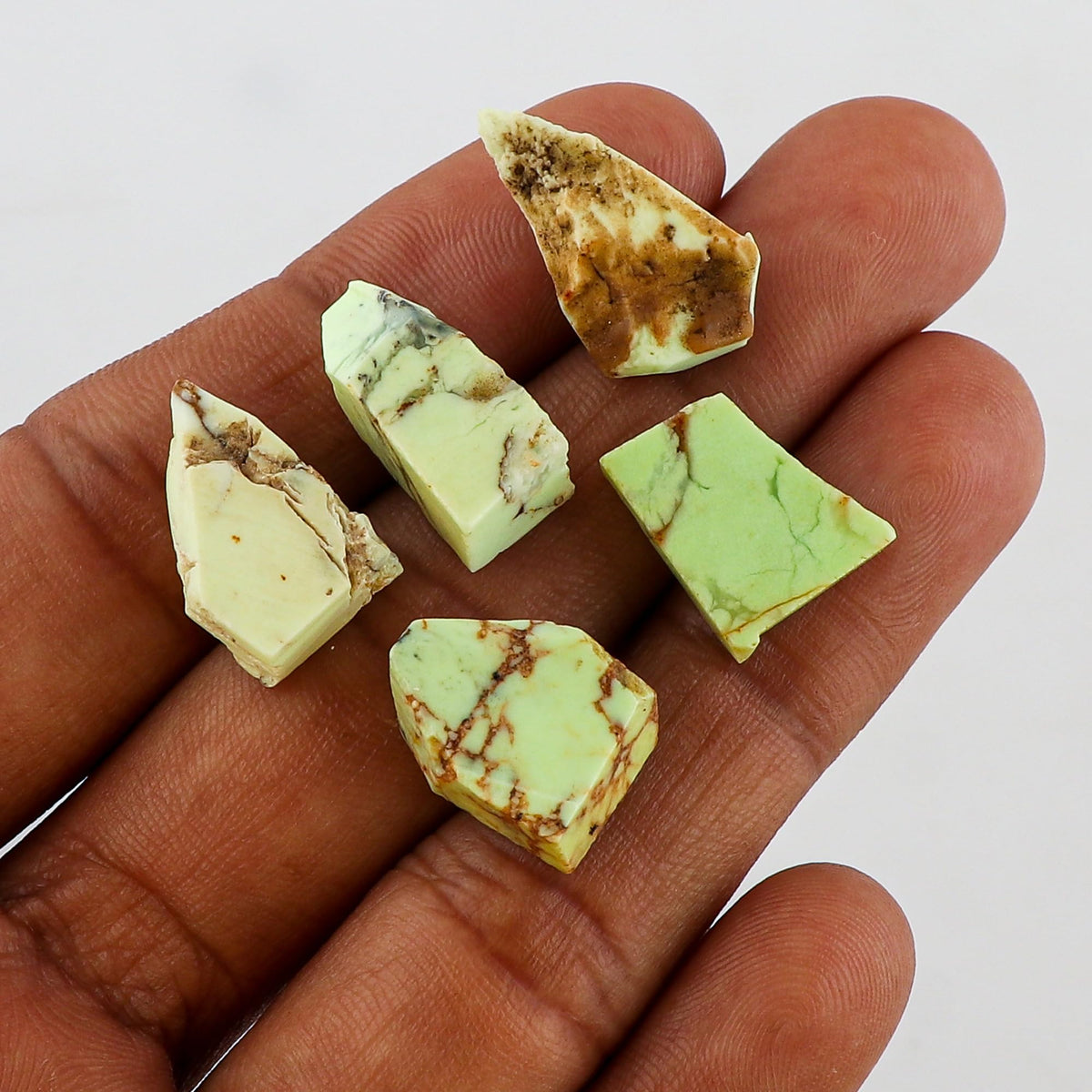 CRYSTALINES 5pcs Wholesale Natural Raw Lemon Chrysoprase Gemstone, Untreated Rough Stones, Bulk Loose Supplies, DIY Jewelry Making, Chakra Healing Crystals, Wire Wrapping, Gem Collection