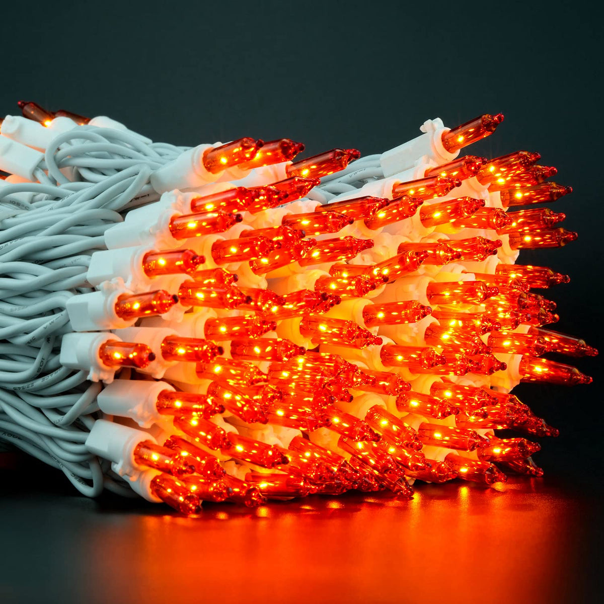 YULETIME 200 Orange Christmas String Lights, 2-Set 33 ft 100 ct White Wire
