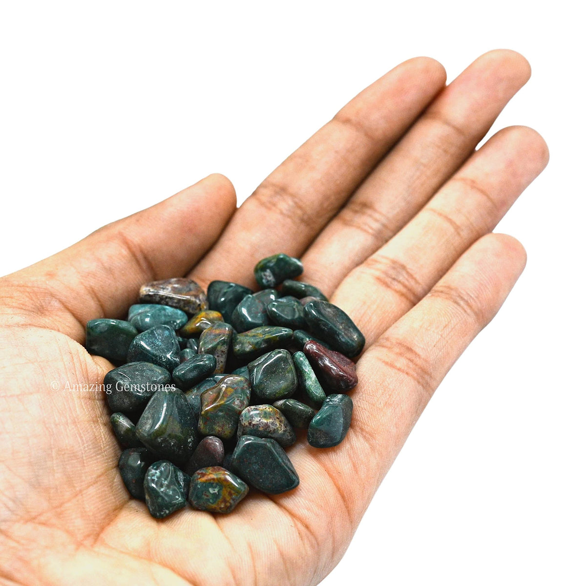 Amazing Gemstone Bloodstone Crystal Chips Aquarium Gravel Rocks - Bloodstone Chips Bulk Fish Tank Gravel, Small Tumbled Stone Chips and Tiny Crystals for Decoration (Natural AAA Grade Gemstones)