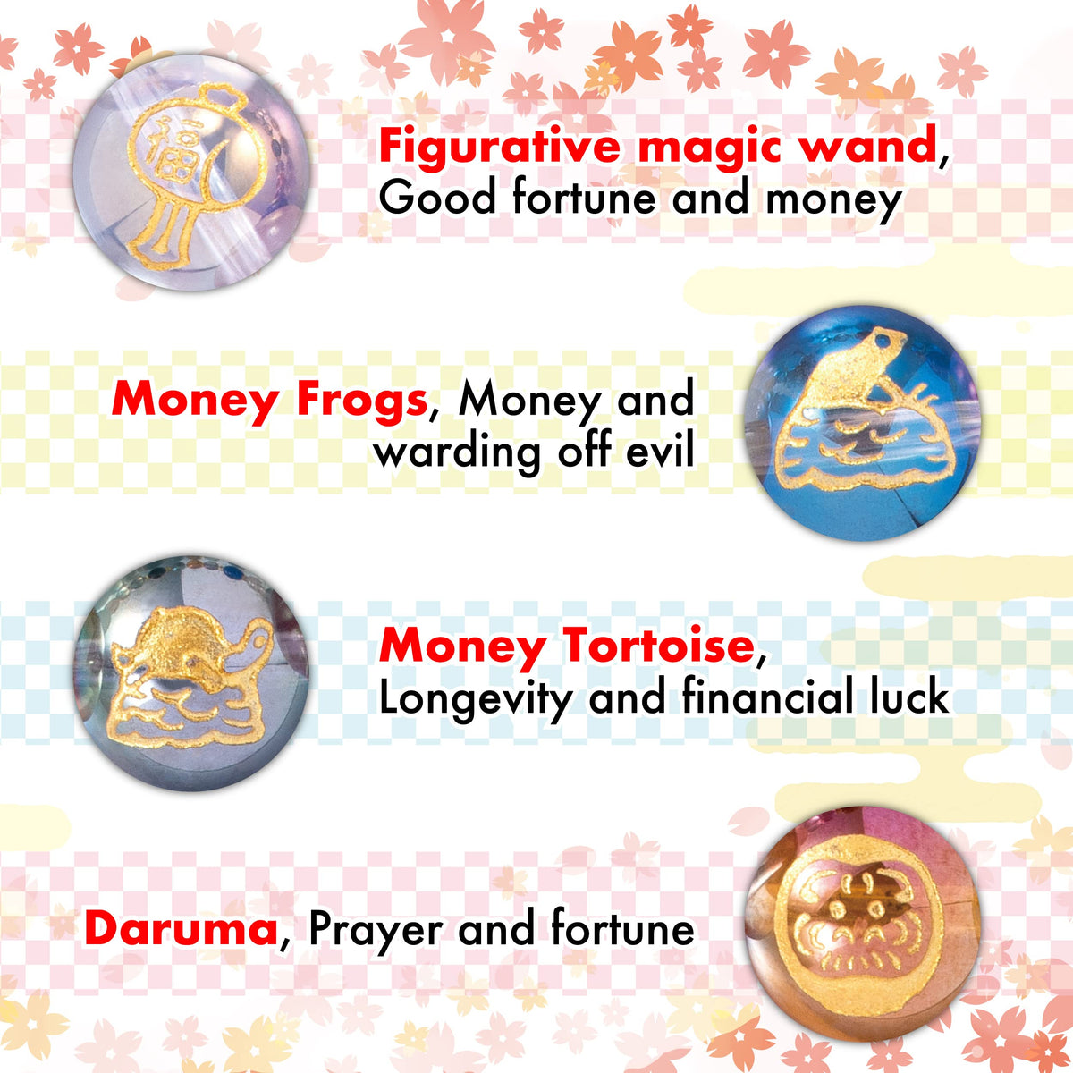 横浜わくわく館 Japan money lucky charms bracelet crystal bracelets feng shui good luck japan traditional design wealth men women unisex stretch