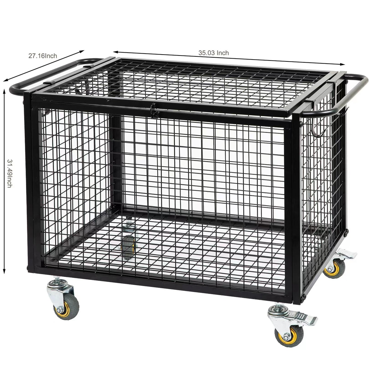 ExoLiry Metal Basketball Rolling Cart Sports Equipment Storage Wheel Basket Matte Black Athletic Lockable Cage with Raised Handle Gym Home Garage School Court Field Football Soccer Ball Volleyball Bat