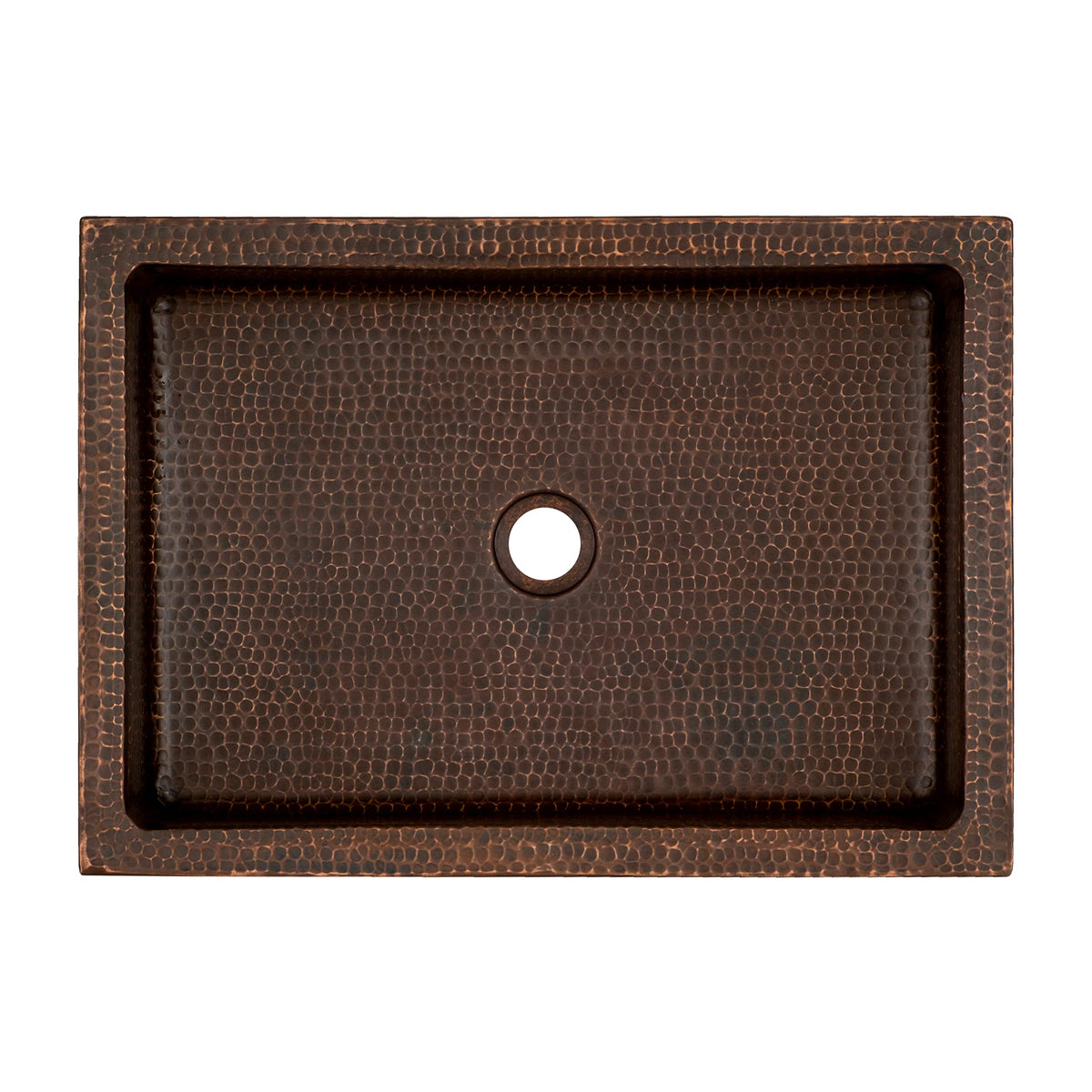Premier Copper Products VREC20SK1DB 20" Rectangle Skirted Vessel Hammered Copper Sink