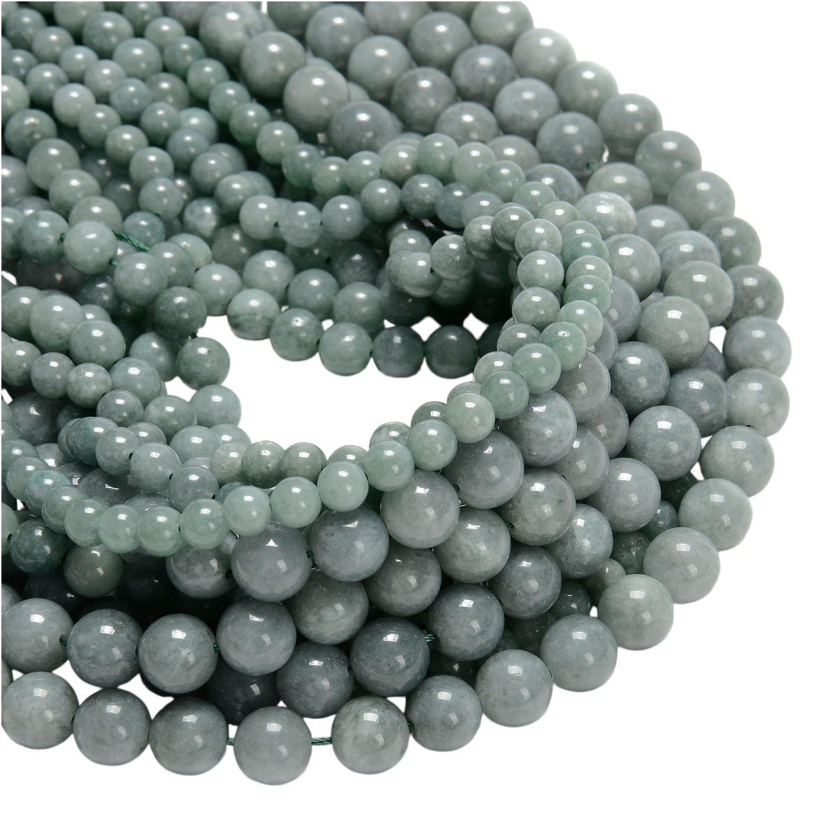 120pcs(2 Strand) 6mm Healing Green Jade Stone Beads, Smooth Round Gemstone Beads for Jewlery Bracelets Earrings Making DIY