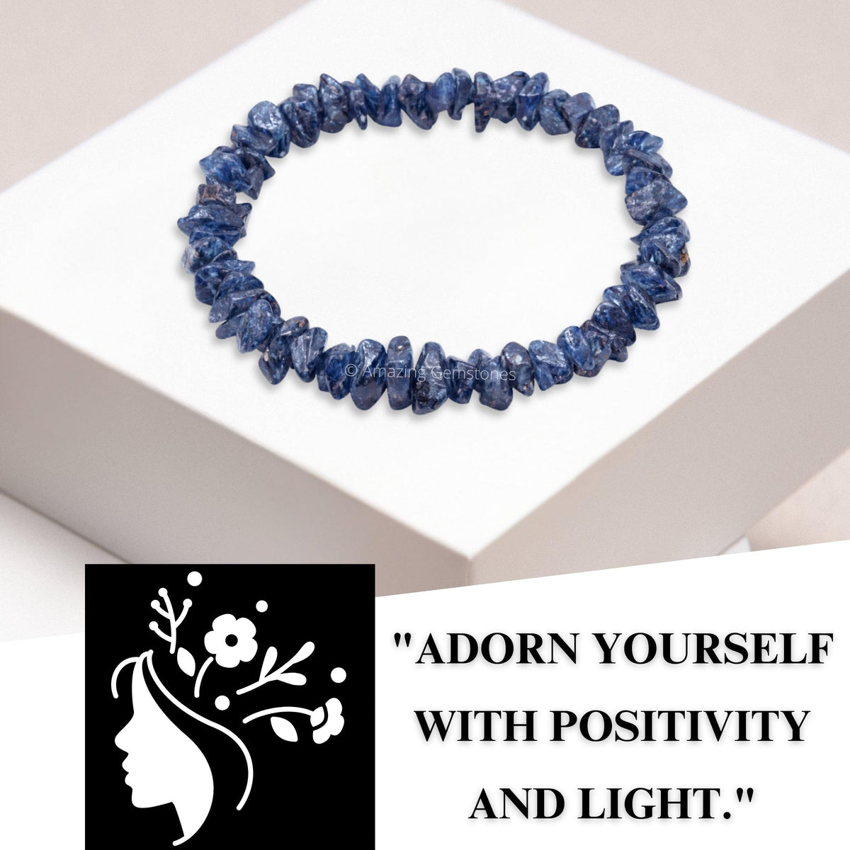 Amazing Gemstone Chips Bracelet (Iolite)