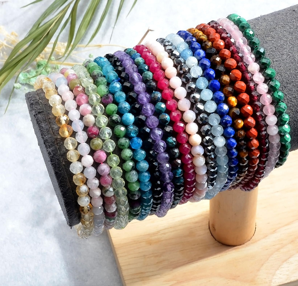 MASSIVE BEADS Natural Genuine Gemstone Beads Healing Crystal Chakra Reiki Jewelry Faceted Round Beads Bracelets (Color Tourmaline A, 3mm)