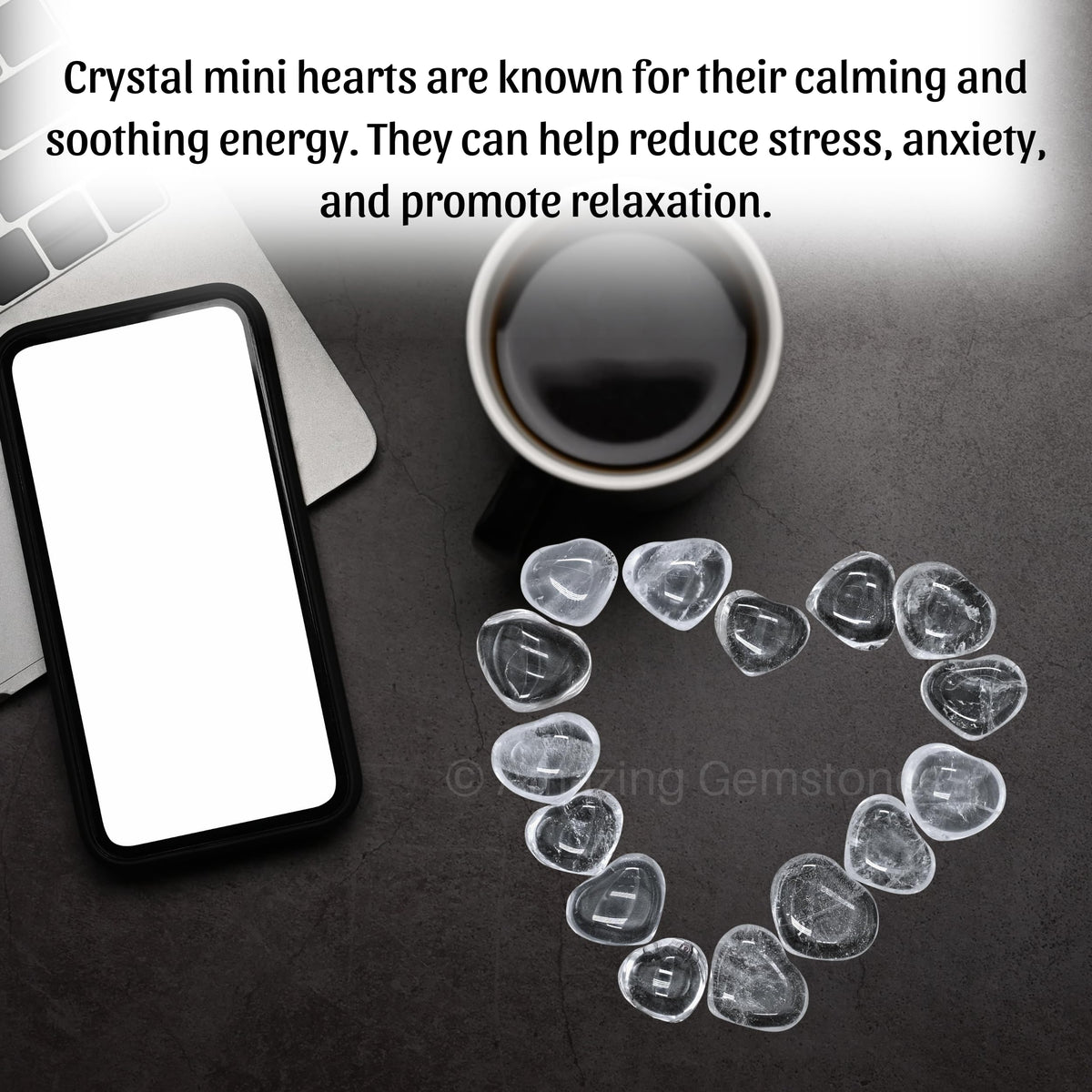Amazing Gemstone Clear Quartz Stone Heart - Pack of 10 Crystal Heart Stones Rocks - Corazones De Piedra Crystals and Healing Stones Heart Shaped Crystal - Stocking Stuffers Gifts