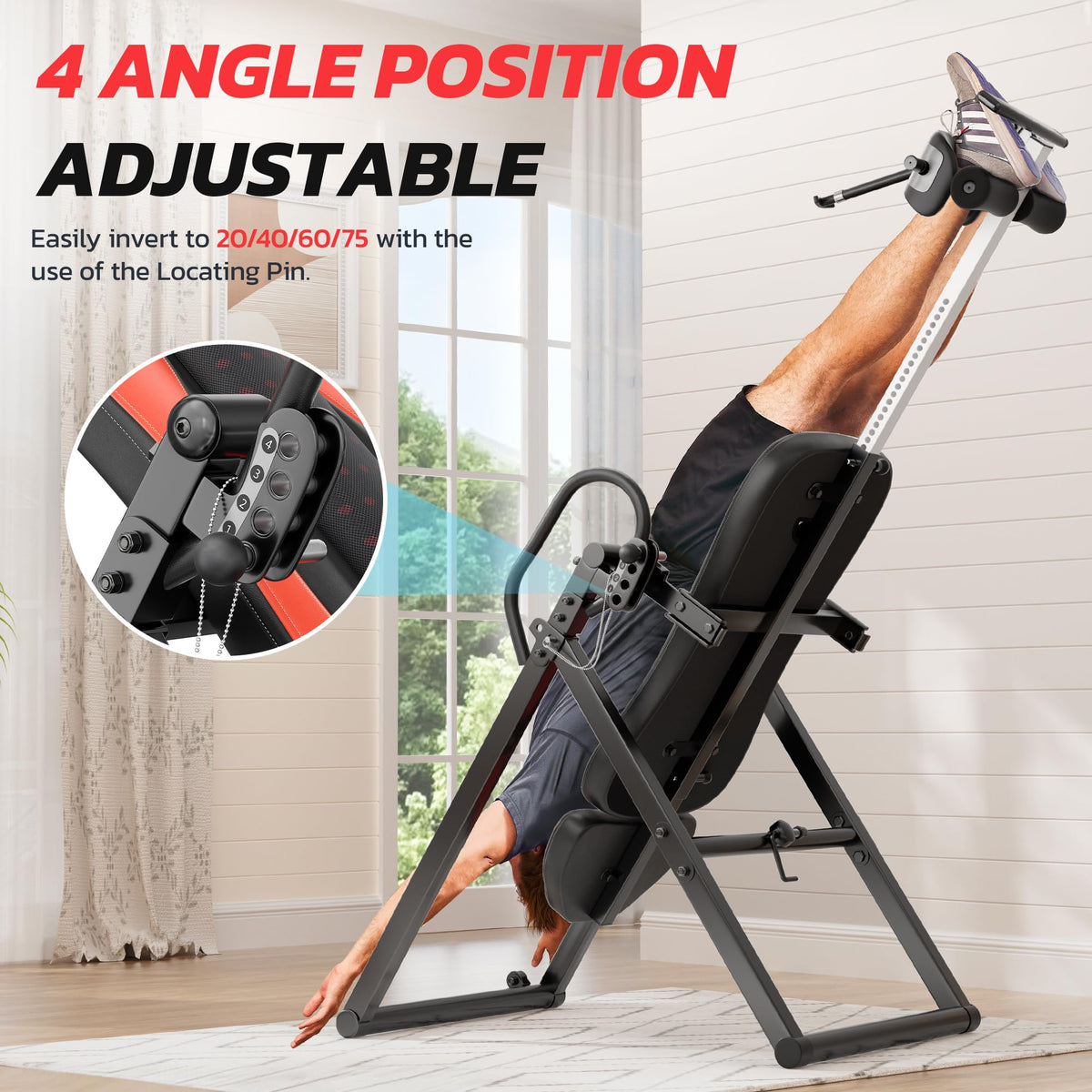 YOLEO Inversion Table Training Equipment Massage & Heat Inversion Table ITM280 Back Pain Relief Equipment w/Remote Control, Reversible Ankle Holders, Heavy Duty up to 320lbs