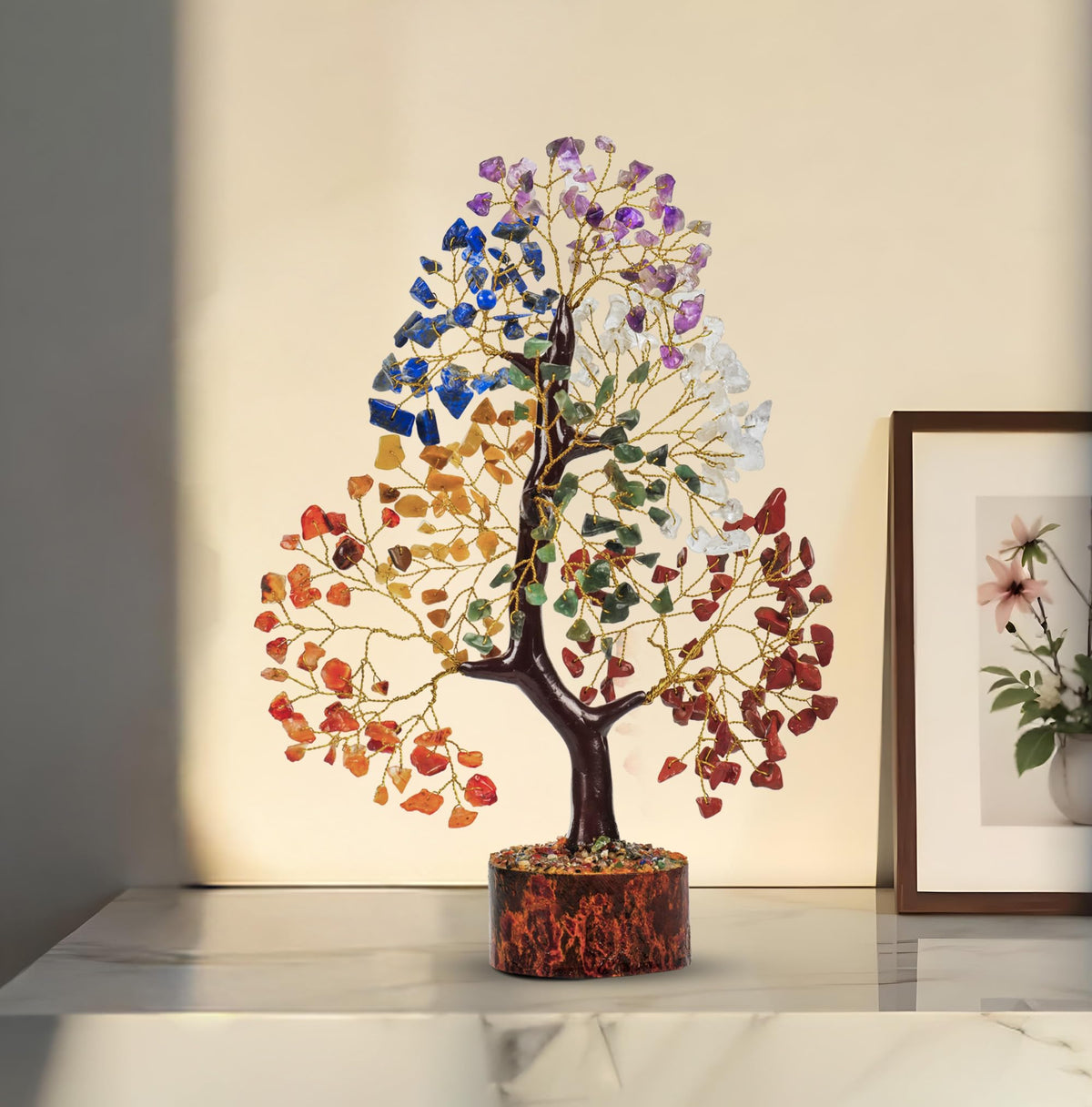 PYOR 7 Chakra Tree of Life Crystal Tree - Seven Chakra Healing Crystals & Stones for Chakra Balancing | Meditation | Reiki | Yoga Decor | Spiritual Gift | Gift for Woman